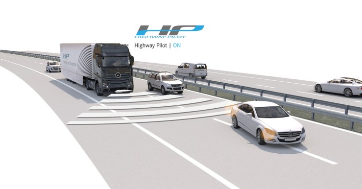 Mercedes-Benz Actros mit Highway Pilot auf der Autobahn (Highway Pilot ON)